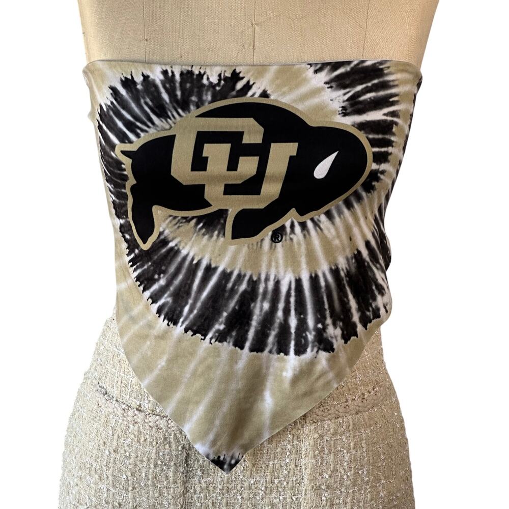 University of Colorado Buffaloes "UC" Tie Dye Bandana Bandeau Crop Top